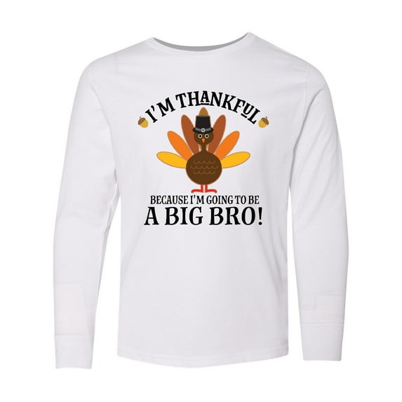 Inktastic Big Bro Announcement Thanksgiving Brother Long Sleeve Youth T-Shirt