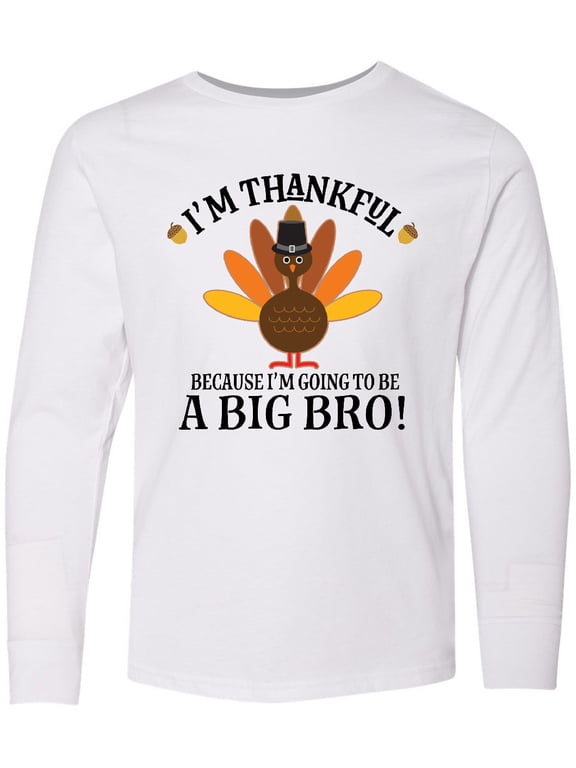 Big Bro Announcement Thanksgiving Brother Long Sleeve Youth T-Shirt