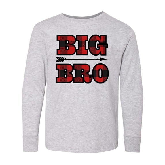 Inktastic Big Bro Buffalo Plaid Brother Long Sleeve Youth T-Shirt