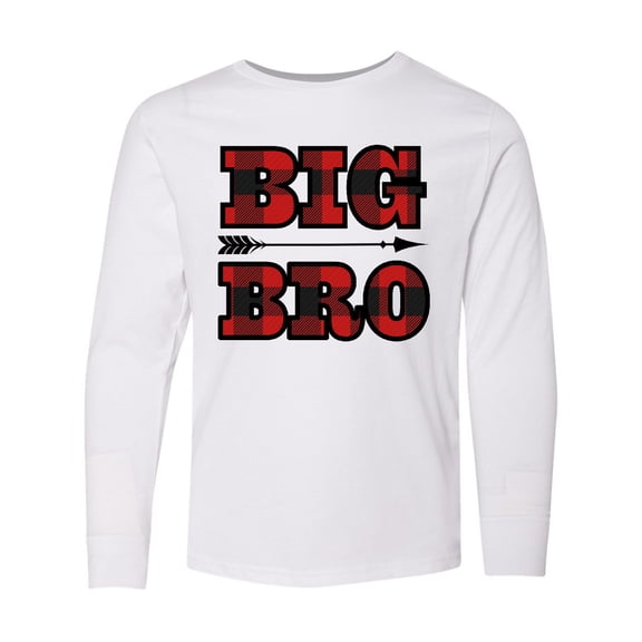 Inktastic Big Bro Buffalo Plaid Brother Long Sleeve Youth T-Shirt