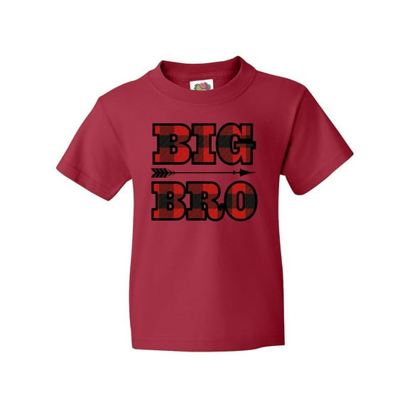 Inktastic Big Bro Buffalo Plaid Brother Youth T-Shirt