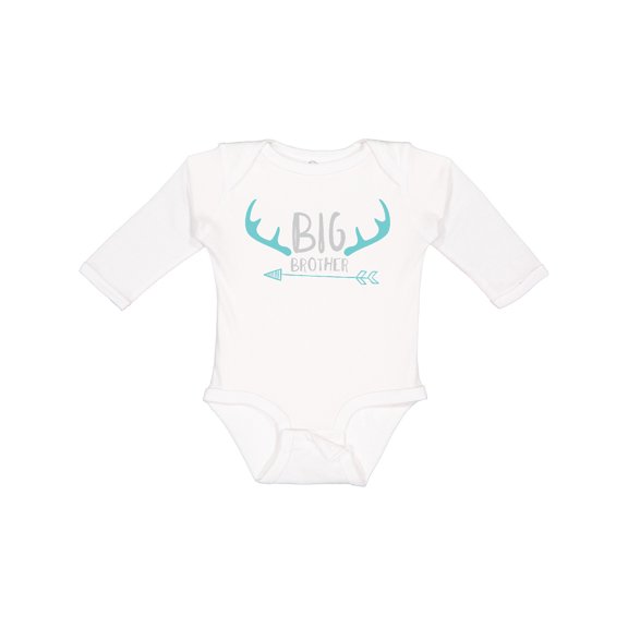 Inktastic Big Brother, Deer Antlers, Arrow - Blue Gray Boys Long Sleeve Baby Bodysuit