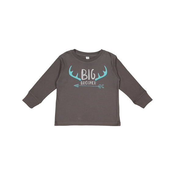 Inktastic Big Brother, Deer Antlers, Arrow - Blue Gray Boys Long Sleeve Toddler T-Shirt
