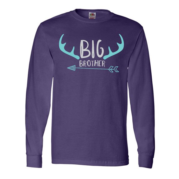 Inktastic Big Brother, Deer Antlers, Arrow - Blue Gray Long Sleeve T-Shirt