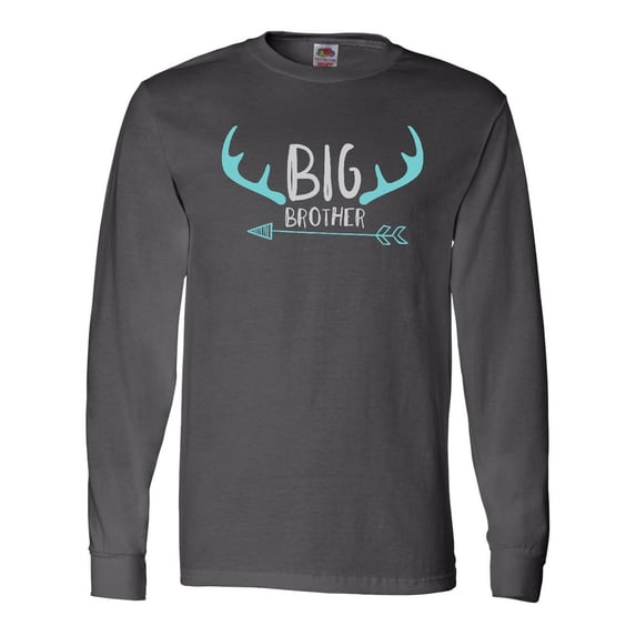 Inktastic Big Brother, Deer Antlers, Arrow - Blue Gray Long Sleeve T-Shirt