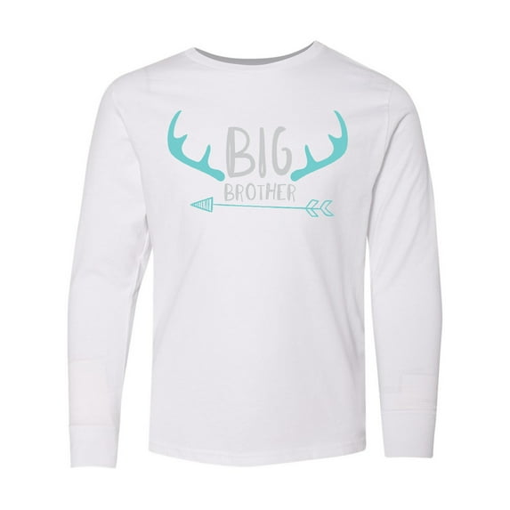 Inktastic Big Brother, Deer Antlers, Arrow - Blue Gray Long Sleeve Youth T-Shirt