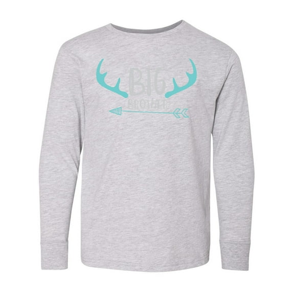 Inktastic Big Brother, Deer Antlers, Arrow - Blue Gray Long Sleeve Youth T-Shirt