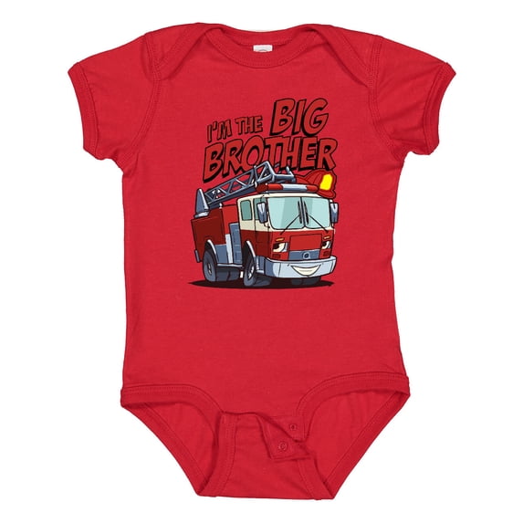 Inktastic Big Brother Fire Truck Boys Baby Bodysuit