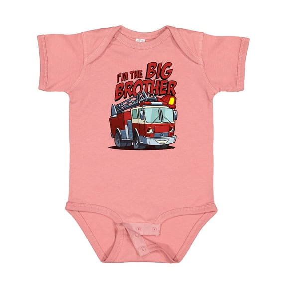 Inktastic Big Brother Fire Truck Boys Baby Bodysuit