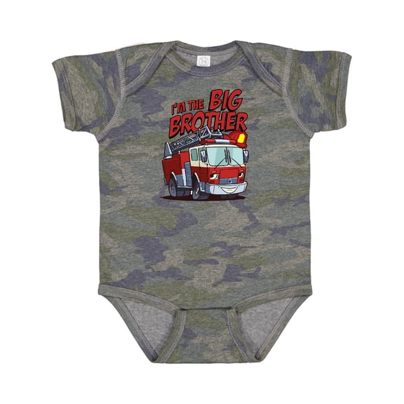 Inktastic Big Brother Fire Truck Boys Baby Bodysuit