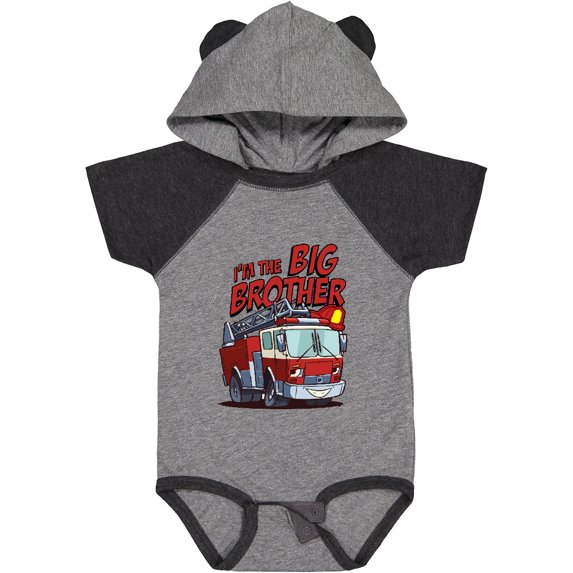 Inktastic Big Brother Fire Truck Boys Baby Bodysuit
