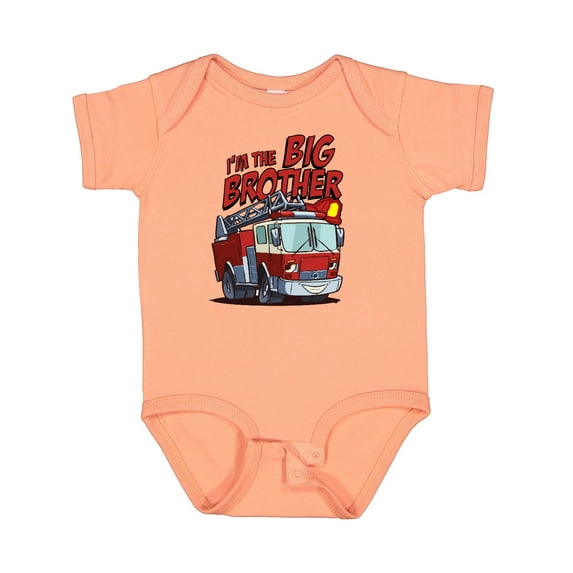 Inktastic Big Brother Fire Truck Boys Baby Bodysuit