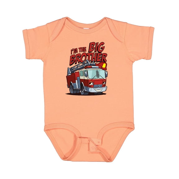 Inktastic Big Brother Fire Truck Boys Baby Bodysuit