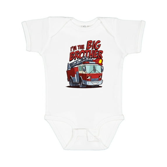 Inktastic Big Brother Fire Truck Boys Baby Bodysuit