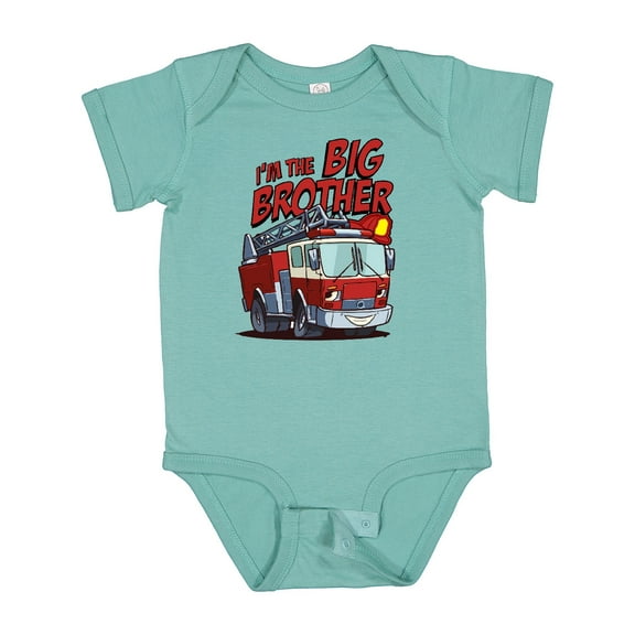Inktastic Big Brother Fire Truck Boys Baby Bodysuit