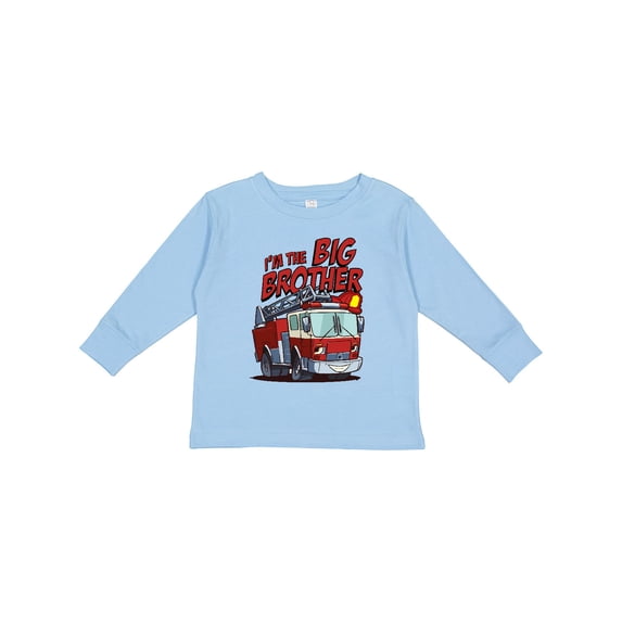 Inktastic Big Brother Fire Truck Boys Long Sleeve Toddler T-Shirt