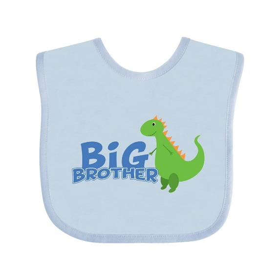 Inktastic Big Brother Green Dinosaur Boys Baby Bib