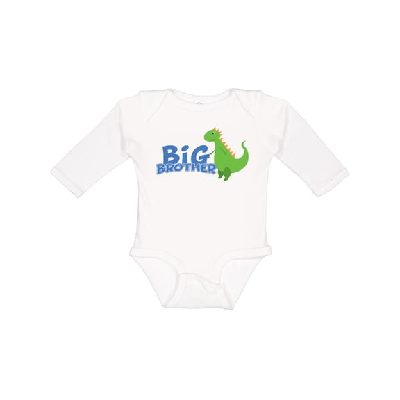 Inktastic Big Brother Green Dinosaur Boys Long Sleeve Baby Bodysuit