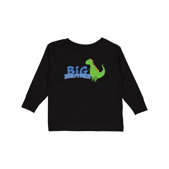 Inktastic Big Brother Green Dinosaur Boys Long Sleeve Toddler T-Shirt