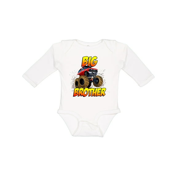 Inktastic Big Brother Monster Truck Boys Long Sleeve Baby Bodysuit
