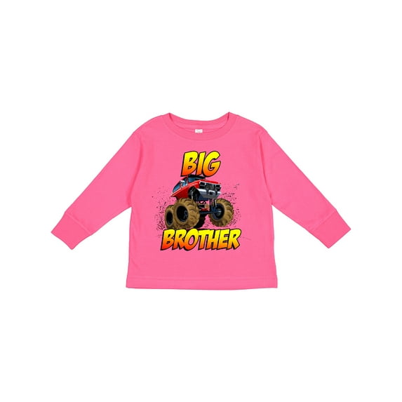 Inktastic Big Brother Monster Truck Boys Long Sleeve Toddler T-Shirt
