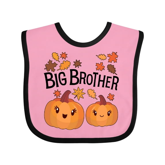 Inktastic Big Brother Pumpkins with Fall Leaves Boys Baby Bib