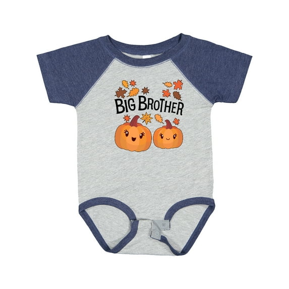 Inktastic Big Brother Pumpkins with Fall Leaves Boys Baby Bodysuit