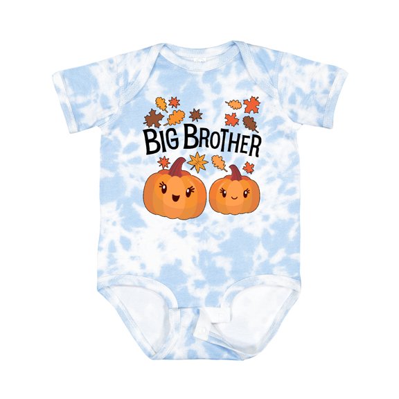 Inktastic Big Brother Pumpkins with Fall Leaves Boys Baby Bodysuit