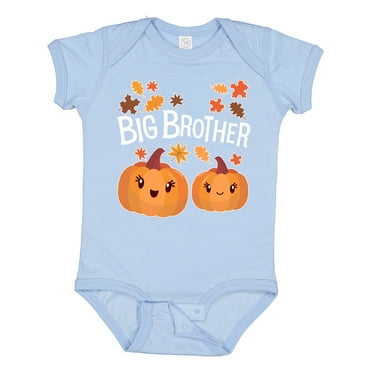 Inktastic Big Brother Pumpkins with Fall Leaves Boys Baby Bodysuit