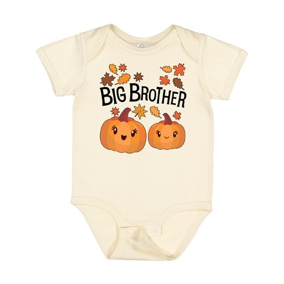 Inktastic Big Brother Pumpkins with Fall Leaves Boys Baby Bodysuit