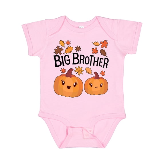 Inktastic Big Brother Pumpkins with Fall Leaves Boys Baby Bodysuit