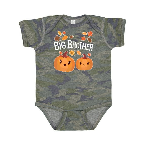 Inktastic Big Brother Pumpkins with Fall Leaves Boys Baby Bodysuit
