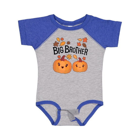 Inktastic Big Brother Pumpkins with Fall Leaves Boys Baby Bodysuit