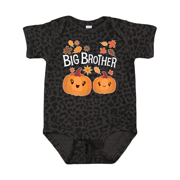 Inktastic Big Brother Pumpkins with Fall Leaves Boys Baby Bodysuit