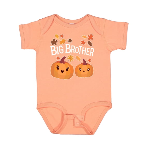 Inktastic Big Brother Pumpkins with Fall Leaves Boys Baby Bodysuit