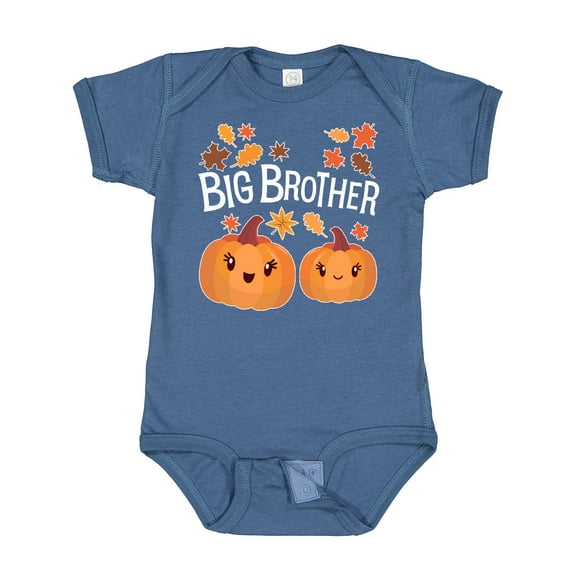 Inktastic Big Brother Pumpkins with Fall Leaves Boys Baby Bodysuit