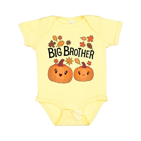 Inktastic Big Brother Pumpkins with Fall Leaves Boys Baby Bodysuit