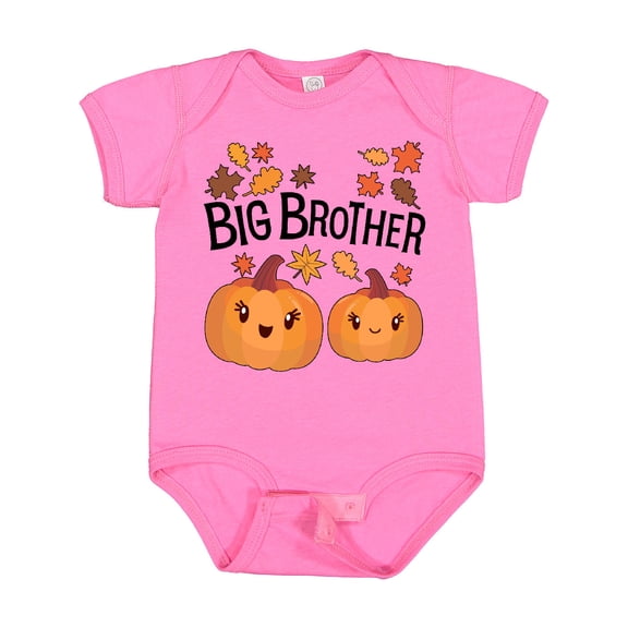 Inktastic Big Brother Pumpkins with Fall Leaves Boys Baby Bodysuit