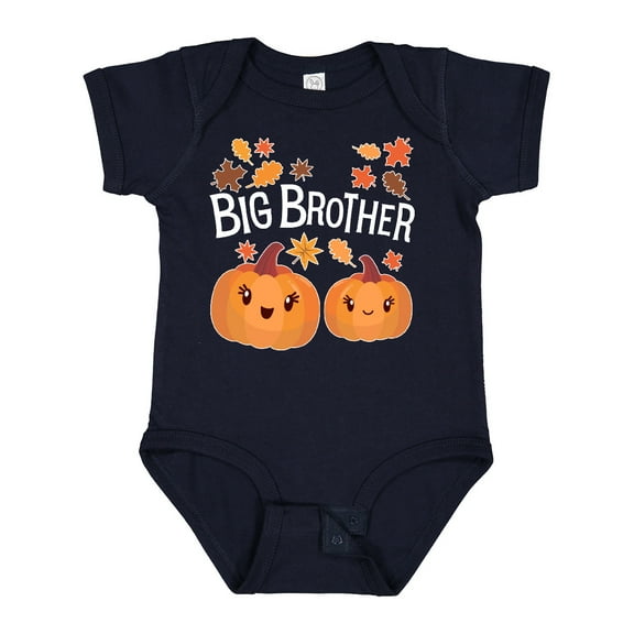 Inktastic Big Brother Pumpkins with Fall Leaves Boys Baby Bodysuit