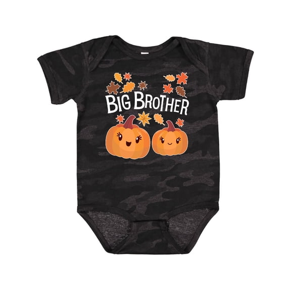 Inktastic Big Brother Pumpkins with Fall Leaves Boys Baby Bodysuit