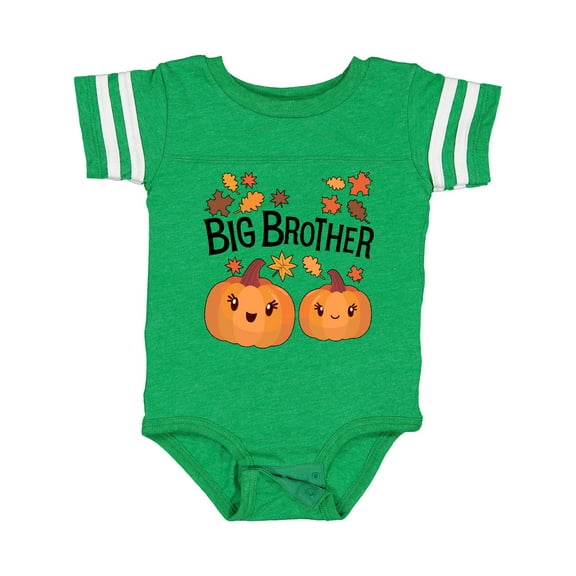Inktastic Big Brother Pumpkins with Fall Leaves Boys Baby Bodysuit