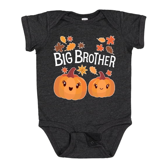 Inktastic Big Brother Pumpkins with Fall Leaves Boys Baby Bodysuit
