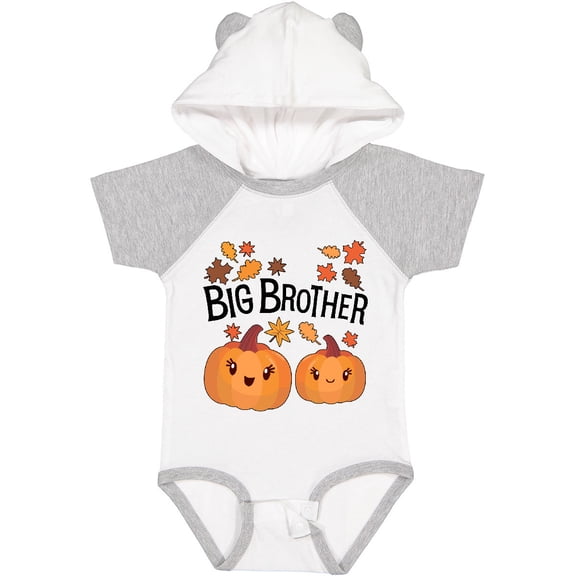 Inktastic Big Brother Pumpkins with Fall Leaves Boys Baby Bodysuit