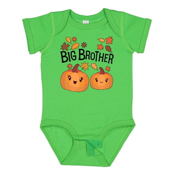 Inktastic Big Brother Pumpkins with Fall Leaves Boys Baby Bodysuit