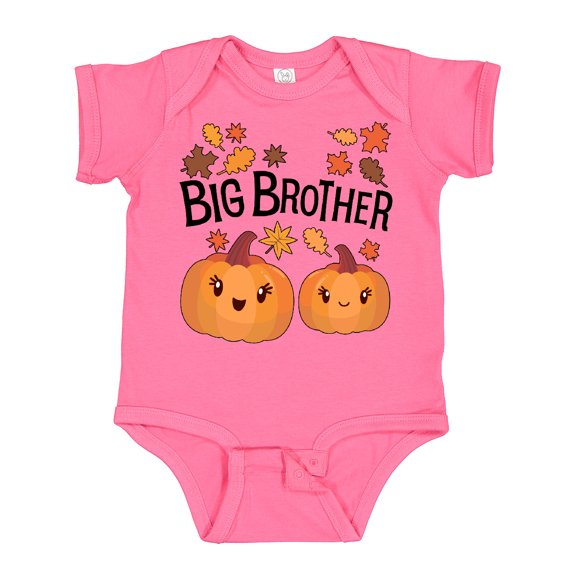 Inktastic Big Brother Pumpkins with Fall Leaves Boys Baby Bodysuit