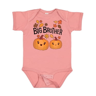 Inktastic Big Brother Pumpkins with Fall Leaves Boys Baby Bodysuit