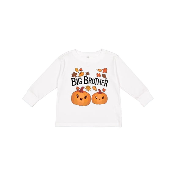 Inktastic Big Brother Pumpkins with Fall Leaves Boys Long Sleeve Toddler T-Shirt