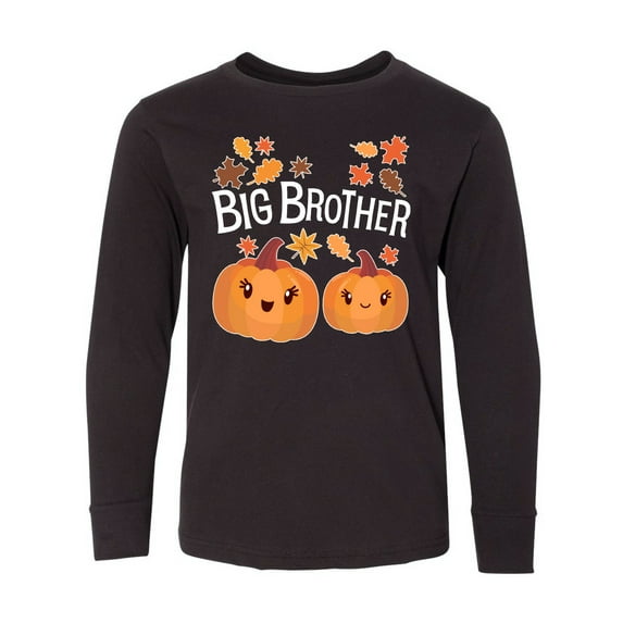 Inktastic Big Brother Pumpkins with Fall Leaves Long Sleeve Youth T-Shirt