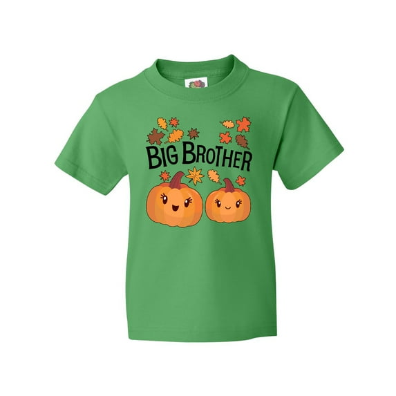 Inktastic Big Brother Pumpkins with Fall Leaves Youth T-Shirt