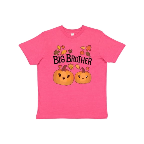Inktastic Big Brother Pumpkins with Fall Leaves Youth T-Shirt